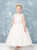 Communion Dress - Diagonal Floral Embroidery Bodice with Tulle Skirt 
