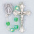 August - Peridot
These 6mm aurora borealis glass beads are available in each birthstone month color. Rosaries are 20" long. Rosaries have a silver oxidised Madonna centerpiece and Crucifix. Rosaries come in a clear top plastic box.  Perfect gift for any occasion.
