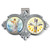 Auto Visor Clip. Pewter Auto Visor Clip depicts the images of the Risen Christ and the Holy Spirit.  Measures: 3 x  1 3/4.
