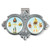 Auto VIsor Clip. Pewter Auto Visor Clip depicts the images of a Four Way Medal with Assorted Saints.  Auto visor measures: 3" x  1 3/4"H.