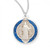 Sterling Silver St. Benedict Round Blue Enamel Medal - 18" Chain