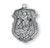 St. Michael Sterling Silver Policeman's Badge Medal. Dimensions: 1" x 0.7" (25mm x 19mm). St Michael Policeman's Badge Medal comes on a 24" Genuine rhodium plated curb chain with a genuine rhodium-plated chain. Weight of medal: 4.1 Grams. Presents in a deluxe velour gift box. Engraving available at an additional cost