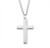 Sterling Silver Plain Cross Pendant. Solid .925 sterling silver.  Cross Pendant comes on a 24" genuine rhodium plated curb chain.  Dimensions: 1.3" x 0.8" (34mm x 20mm). Weight of medal: 1.9 Grams. Comes in a velvet gift box. Made in the USA