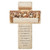 The Last Supper Wall Cross.  The Last Supper Wall Cross has the Grace- "Bless Us O Lord and these Thy Gifts" prayer on the bottom of the cross. The Apostles and Jesus are depicted at the top of the cross at the last supper. The cross is 13.25"H and is made of a resin/stone mix.