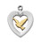 Sterling Silver Two-Tone Heart with Dove Pendant - 18" Chain