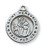 Antique Silver Plated Pewter Saint Peregrine 3/4"D Round Medal. St Peregrine Round Medal comes on an 18" Rhodium Chain. A Deluxe Gift Box Included. Patron Saint of Cancer