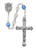  7MM Blue and Crystal Beads Rosary. Center and Crucifix are made of pewter. Gift box included. Made in the USA
