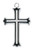 Beautiful Sterling Silver  with Black Fill Cross with Flared Edge. Cross comes on an 18" chain, and is boxed. Made in the USA.