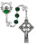 Green Glass Bead Rosary with Shamrock Our Father Beads
