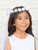 Communion Headpiece - Veil with Satin Flowers & Rhinestones and Pearls