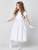 Communion Dress - Satin & Corded Embroidered Tulle with Sequins 