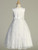 Communion Dress - Corded Embroidered Tulle with Pearls & Sequins