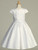 Communion Dress - Satin Cap Sleeve with Embroidered Tulle & Sequins 