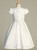 Communion Dress - Satin Cap Sleeve with Embroidered Lace Trim 