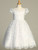 Communion Dress - Illusion Style Neckline with Embroidered Tulle & Sequins 