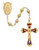 Rosary - Gold Beads with Divine Mercy Centerpiece with Red Enameled Crucifix
