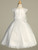 Communion Dress - Embroidered Illusion Cap Sleeve with Sequins and Pearls 
