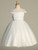 Communion Dress - Illusion Cap Sleeve with Embroidered Tulle Bodice 