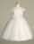 Communion Dress - Illusion Cap Sleeve with Embroidered Tulle Bodice 