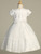 Communion Dress - Satin Cap Sleeve with Embroidered Tulle with Sequins