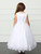 Communion Dress - Floral Embroidered Lace Bodice with Sequins and Pearls  
