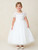 Communion Dress - Illusion Cap Sleeve Lace Bodice with Tulle Skirt 