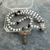 Pearl Rosary with Black Our Father Beads in Clear Case 