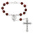 Red Glass Bead Divine Mercy One-Decade Auto Rosary