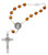 St. Benedict Sandstone Brown Glass Bead Auto Rosary