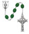 8MM Green Oval Shamrock Glass Bead Rosary 