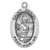 Patron Saint of Prisoners and Jails - Sterling silver oval medal with a 20" genuine rhodium plated curb chain. Dimensions: 0.9" x 0.6" (22mm x 14mm). Weight of medal: 1.9 Grams. Medal comes in a deluxe velour gift box. Engraving option available. Made in the USA