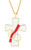 Deacon's Wife Cross. 1 1/2" inch long, 24" chain. Gold plated, white enamel color