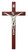 Beveled Cherry Stain Crucifix with Silver Corpus - 10"