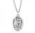 Saint Christopher oval medal-pendant. St. Christopher Medal comes on a 24" genuine rhodium plated endless curb chain. Dimensions: 1.3" x 0.7" (32mm x 18mm).  Comes in a deluxe velour gift box. Made in USA.