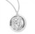 Saint Christopher Round Sterling Silver Medal.  St. Christopher Medal comes on a 18" Genuine rhodium plated curb chain.  Dimensions: 0.8" x 0.8" (23mm x 21mm).  Medal comes in a deluxe velour gift box. Made in the USA. 