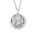 St. Michael Sterling Silver Round Medal. Dimensions: 0.9" x 0.8" (23mm x 21mm.) Medal is .925 solid sterling silver with a genuine 24" genuine rhodium-plated, endless curb chain. Weight of medal: 4.0 Grams.  Medal comes in a deluxe velour gift box and is made in the USA! Engraving Available