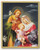 Italian Art Plaque depicting the Holy Family.  This 8" x 10" clear laminated plague of the Holy Family is gold framed and on a thick board. Gift Boxed