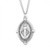 Sterling Silver Oval Pointed Miraculous Medal - 24" Chain