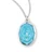 Sterling Silver Blue Enamel Oval Scalloped Edge Miraculous Medal - 18" Chain