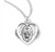Sterling Silver Heart Shaped Miraculous Medal - 20" Chain