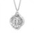 1 1/16" Sterling silver Baroque Miraculous Medal Pendant. Back side of medal has the Hail Mary Prayer. Baroque Miraculous Medal comes on a 24" genuine rhodium plated endless curb chain. Dimensions: 1.1" x 0.8" (27mm x 21mm). Deluxe velvet gift box included. Made in the USA.