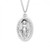 Sterling Silver Oval Sterling Silver Miraculous Medal comes with a 24" genuine rhodium plated endless curb chain.  Dimensions: 1.4" x 0.8" (35mm x 21mm). Weight of medal: 7.8 Grams. Deluxe velour gift box is included.  Made in the USA.