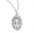 Solid .925 Sterling Silver Flowered Edge Miraculous Medal. This flowered edge miraculous medal comes with an 18" genuine rhodium-plated, stainless steel curb  chain. Dimensions: 0.9" x 0.6" (24mm x 14mm). Weight of medal: 2.6 Grams.  Deluxe velvet gift box included. Made in USA. 

 