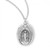 Sterling Silver Oval Miraculous Medal with Angel Wings Border - 18" Chain