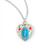 Sterling Silver Flower Enameled Heart Shaped Miraculous Medal - 18" Chain