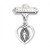 Sterling Silver Pierced Heart Baby Miraculous Medal on a Godchild Pin. Miraculous Medal heart pendant-godchild pin.  Solid .925 sterling silver double sided pendant. The word "Godchild" is engraved in the bar pin. Dimensions: 1.0" x 0.7"(26mm x 18mm). Weight of medal: 3.6 Grams. Made in USA.

