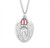 Sterling Silver Navy Red, White, & Blue Shield Miraculous Medal - 24" Chain