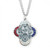 Sterling Silver Enameled Air, Land, and Sea Military 4-Way Medal - 24" Chain