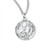 Solid .925 sterling silver Saint Nicholas round medal-pendant. Saint Nicholas is the Patron Saint of bakers, captives, children, merchants, and pawnbrokers.  A 20" Genuine rhodium plated curb chain and a deluxe velvet gift box are included. Made in the USA. Engraving Available.