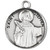 Solid .925 sterling silver Saint Stephen round medal-pendant. Saint Stephen is the Patron Saint of Deacons, bricklayers, and stonemasons. A 20" Genuine rhodium plated curb chain and a deluxe velour gift box are included. Dimensions: 0.9" x 0.7"(22mm x 18mm). Made in the USA. Engraving Option Available